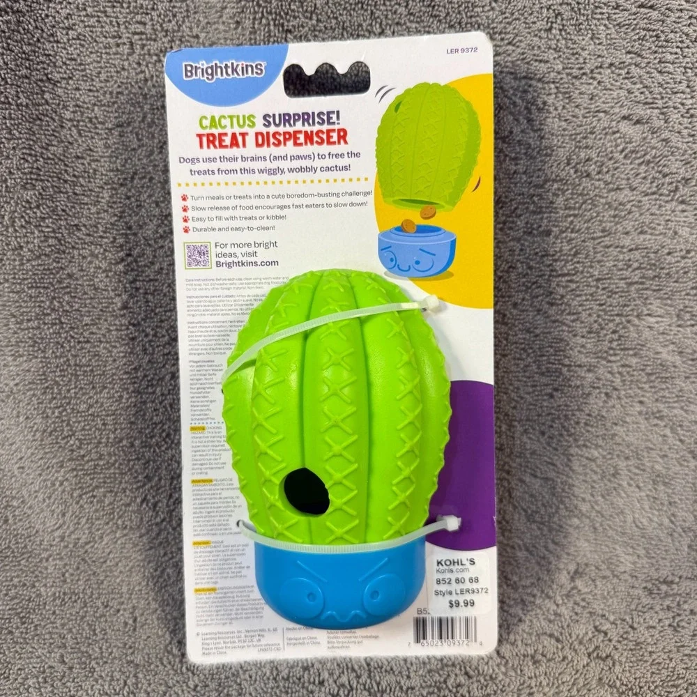 Brightkins Rough &‎ Tumble Cactus Dog Treat Dispenser Toy